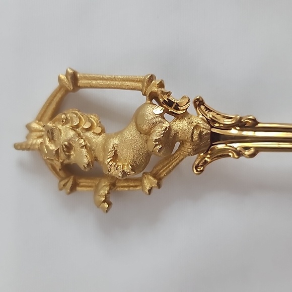 Vintage Diamond Cut Brass Unicorn Novelty Desktop Call Bell - Picture 2 of 10